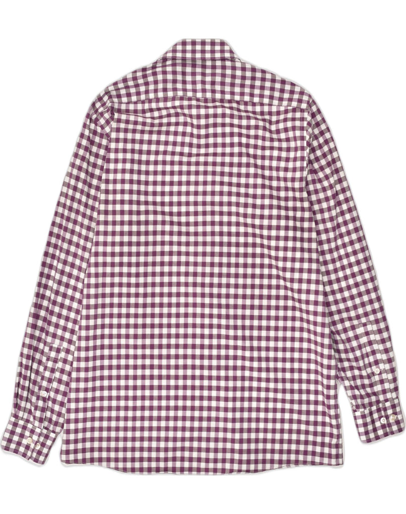 MICHAEL KORS Mens NON - IRON Shirt Medium Purple Gingham Cotton | Vintage Michael Kors | Thrift | Second-Hand Michael Kors | Used Clothing | Messina Hembry 