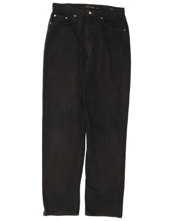 CALVIN KLEIN Mens Easy Fit Straight Jeans W32 L32 Black Cotton