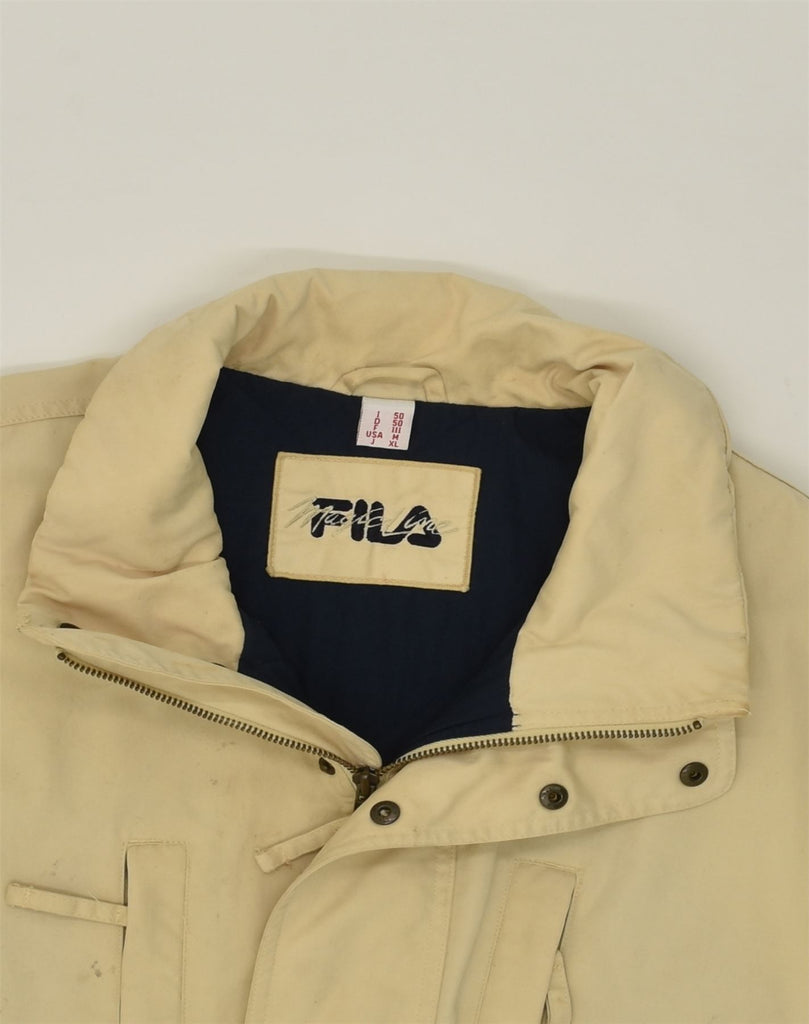 FILA Mens Windbreaker Jacket IT 50 Large Beige Cotton | Vintage Fila | Thrift | Second-Hand Fila | Used Clothing | Messina Hembry 