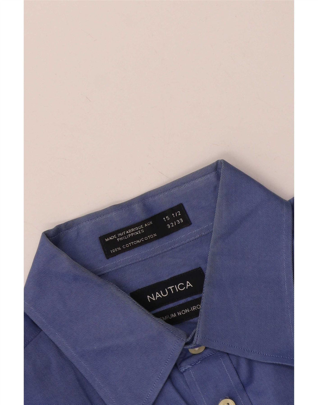 Nautica Mens Shirt Size 15 1/2 Medium Blue Cotton
