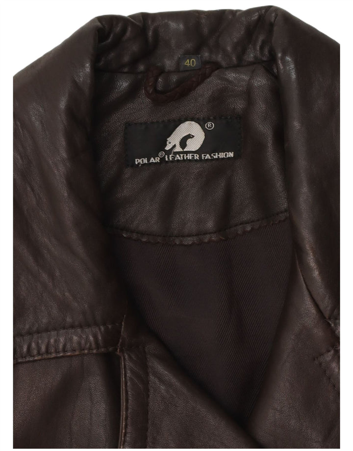 Vintage Womens Leather Biker Jacket EU 40 Medium Brown Leather