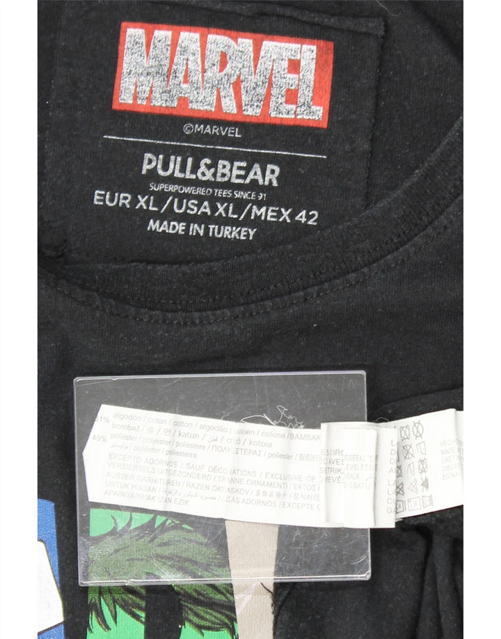 PULL & BEAR Mens Marvel Graphic T-Shirt Top XL Navy Blue Cotton Vintage Pull & Bear and Second-Hand Pull & Bear from Messina Hembry 