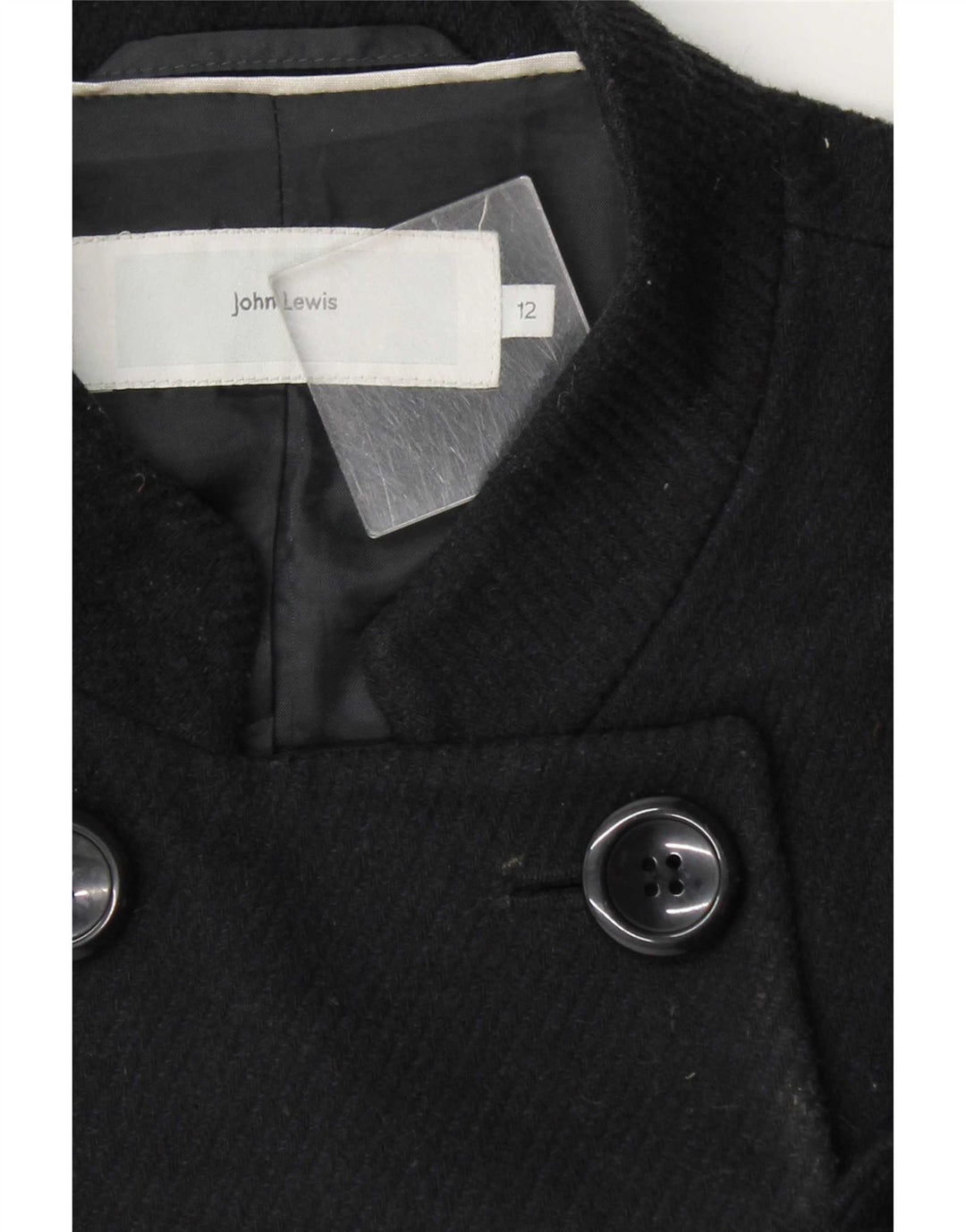 John Lewis Womens Double Breasted Coat UK 12 Medium  Black