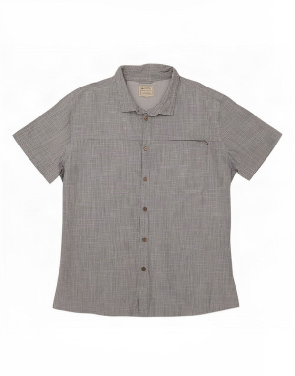 Mountain Warehouse Mens Short Sleeve Shirt 3XL Blue Flecked Cotton