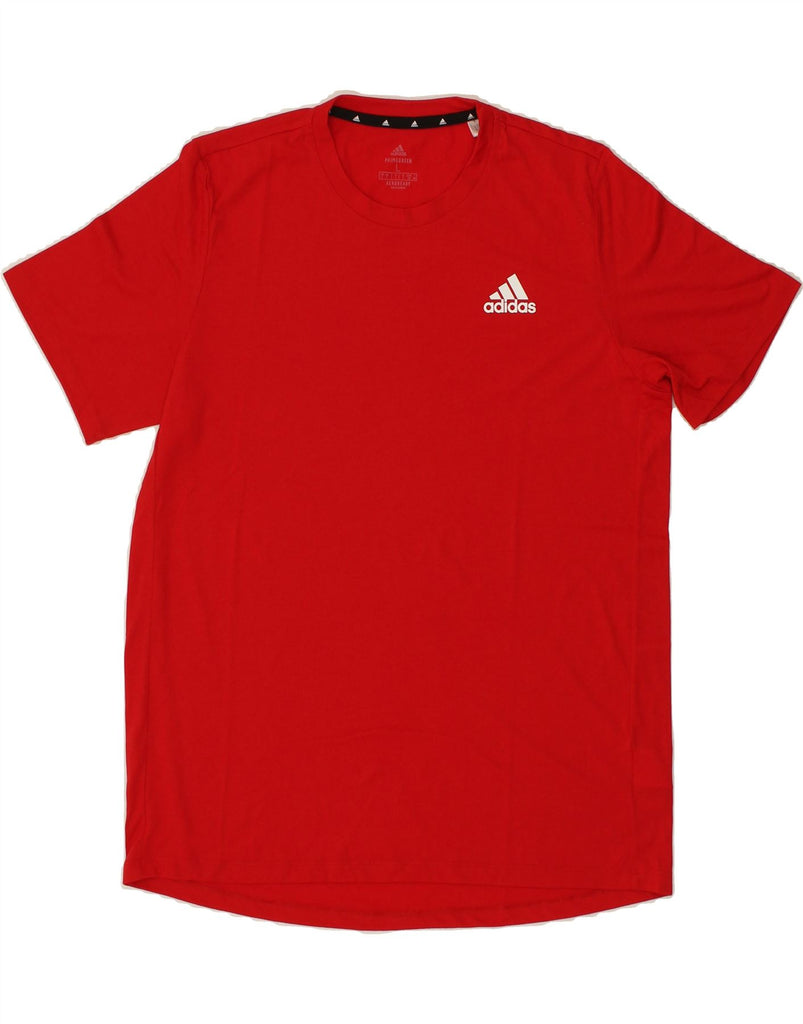 ADIDAS Mens Aeroready T-Shirt Top Large Red Cotton Vintage Adidas and Second-Hand Adidas from Messina Hembry 