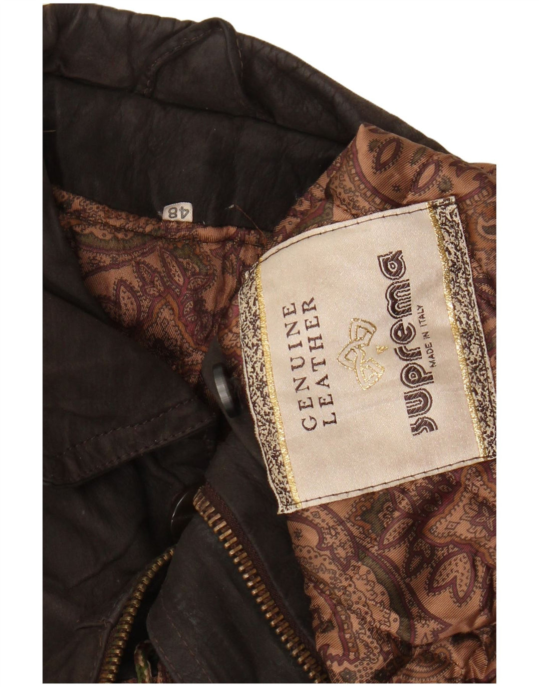 Suprema Mens Leather Jacket IT 48 Medium Brown Leather