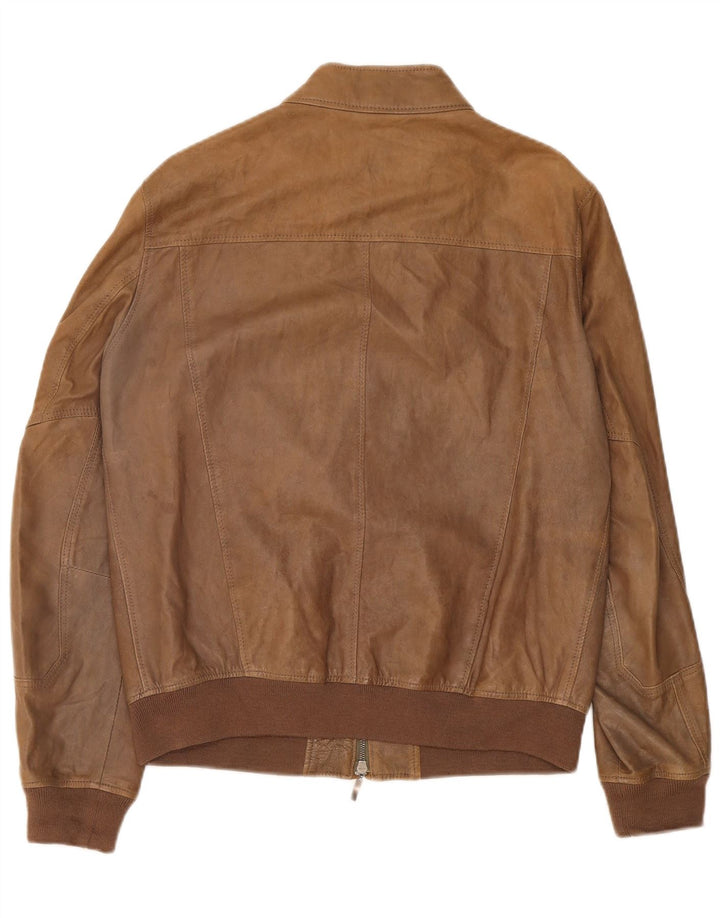 Jeckerson Mens Leather Jacket UK 42 XL Brown
