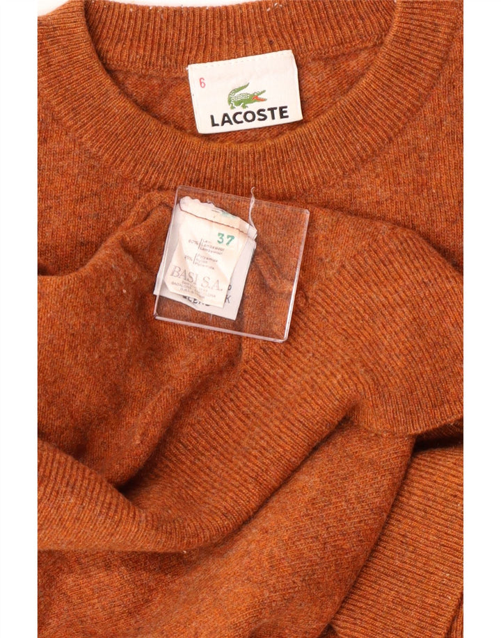 Lacoste Mens Crew Neck Jumper Sweater Size 6 XL Brown Lambswool
