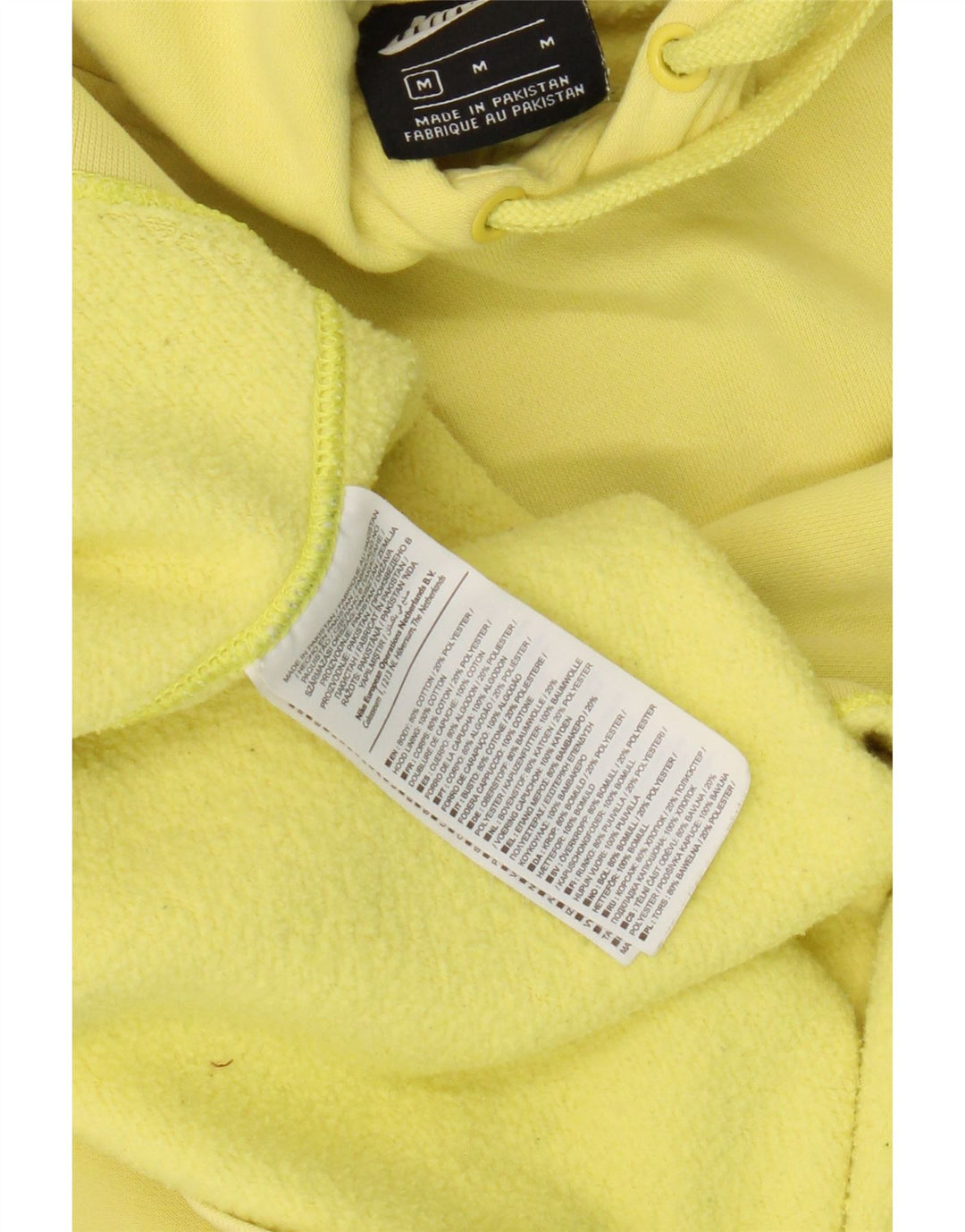 Nike Mens Hoodie Jumper Medium Yellow Cotton