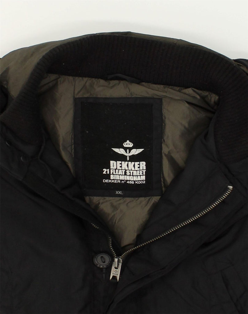 DEKKER Mens Hooded Windbreaker Jacket UK 44 2XL Black Polyamide | Vintage Dekker | Thrift | Second-Hand Dekker | Used Clothing | Messina Hembry 