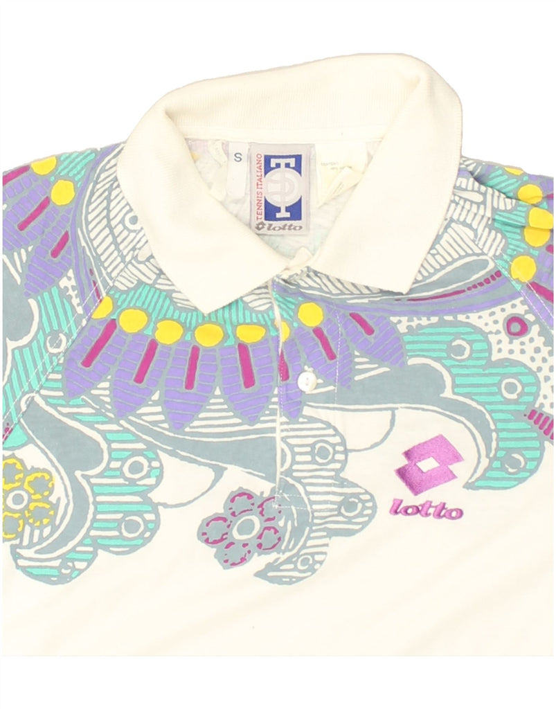 LOTTO Mens Vintage Graphic Polo Shirt Small White Cotton | Vintage Lotto | Thrift | Second-Hand Lotto | Used Clothing | Messina Hembry 