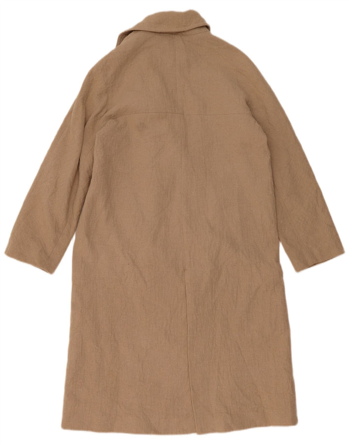 ZARA Womens Double Breasted Coat UK 14 Medium Beige Cotton