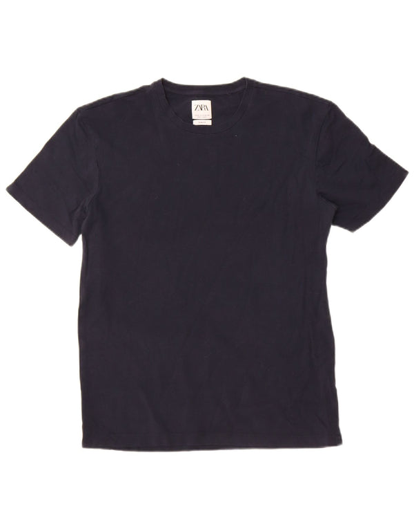 Zara Mens Slim Fit T-Shirt Top Medium Navy Blue Cotton