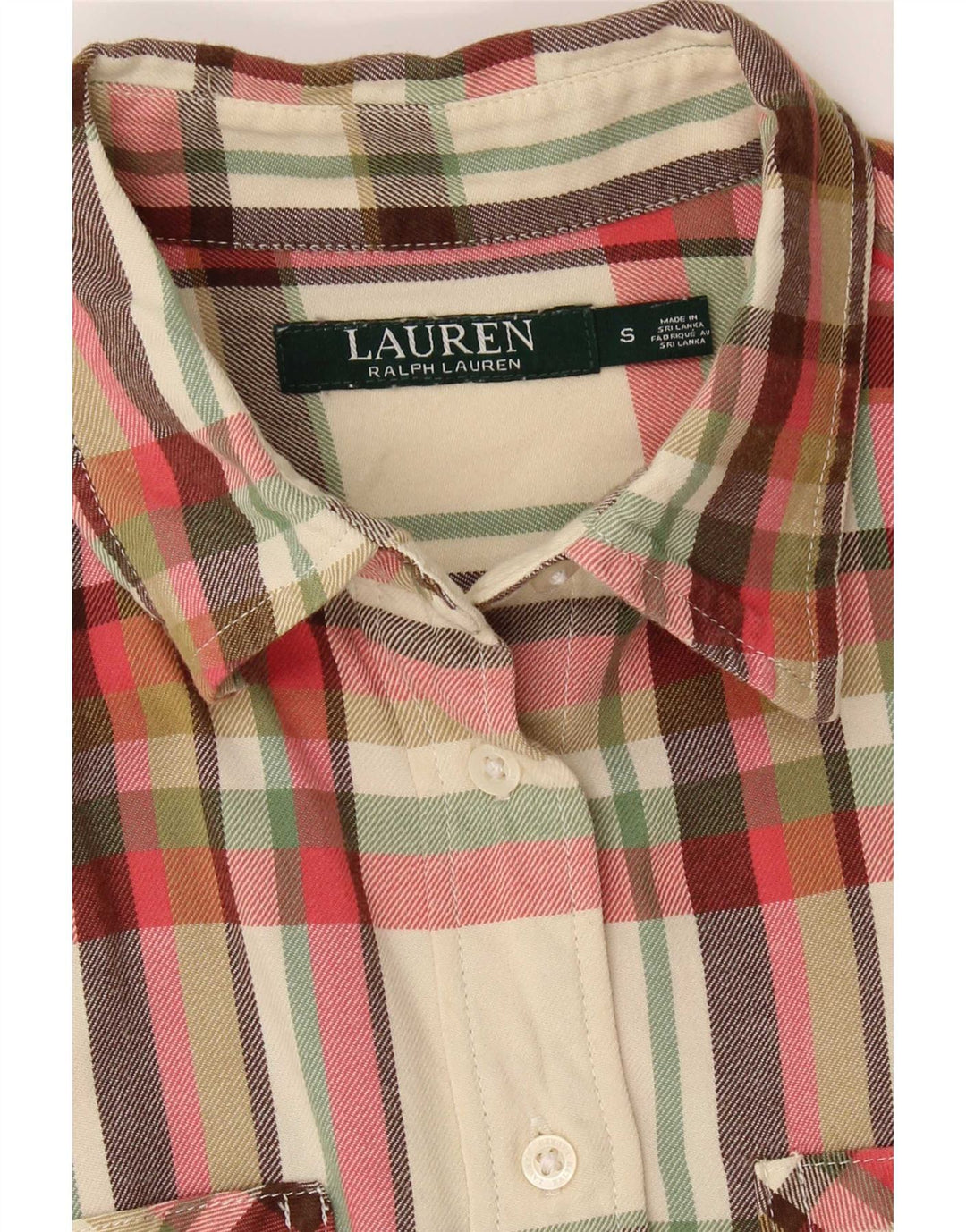 Ralph Lauren Womens Flannel Shirt UK 10 Small Off White Check