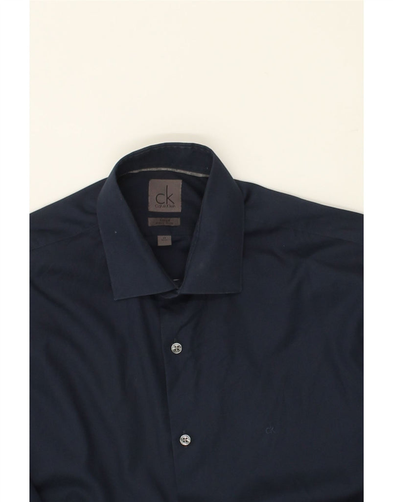 CALVIN KLEIN Mens Shirt Size 39 15 1/2  Medium Navy Blue | Vintage Calvin Klein | Thrift | Second-Hand Calvin Klein | Used Clothing | Messina Hembry 