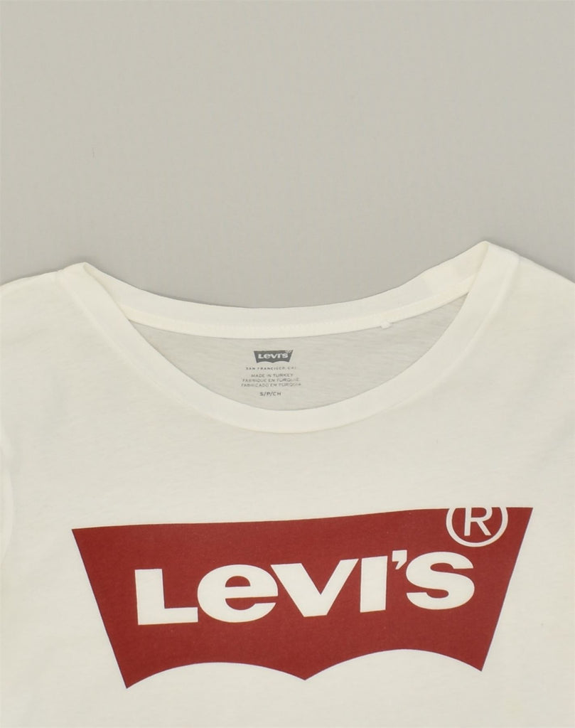 LEVI'S Womens Graphic T-Shirt Top UK 10 Small White Cotton | Vintage Levi's | Thrift | Second-Hand Levi's | Used Clothing | Messina Hembry 