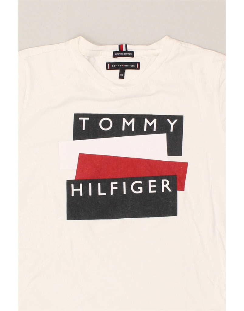 TOMMY HILFIGER Boys Graphic T-Shirt Top 9-10 Years White Cotton | Vintage Tommy Hilfiger | Thrift | Second-Hand Tommy Hilfiger | Used Clothing | Messina Hembry 