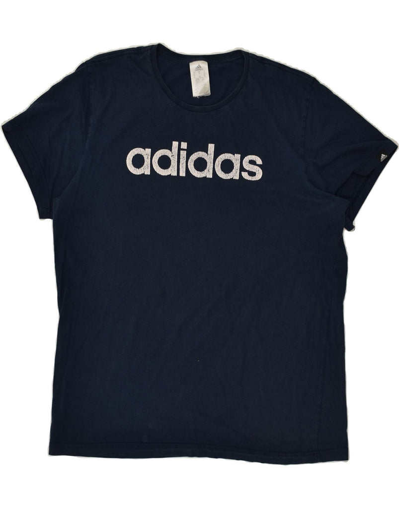 ADIDAS Mens Graphic T-Shirt Top XL Navy Blue Cotton Vintage Adidas and Second-Hand Adidas from Messina Hembry 