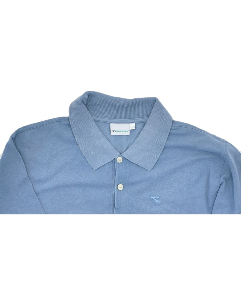 DIADORA Mens Polo Shirt Large Blue Cotton Classic | Vintage | Thrift | Second-Hand | Used Clothing | Messina Hembry 