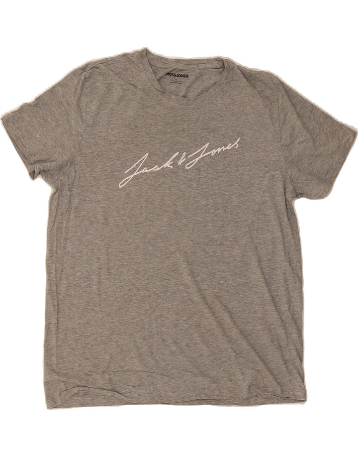 JACK & JONES Mens Graphic T-Shirt Top XL Grey Cotton Vintage Jack & Jones and Second-Hand Jack & Jones from Messina Hembry 