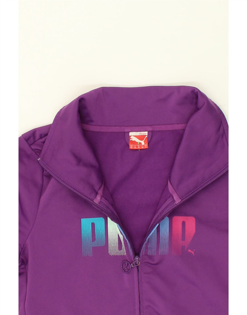 PUMA Womens Graphic Tracksuit Top Jacket UK 8 Small Purple Polyester | Vintage Puma | Thrift | Second-Hand Puma | Used Clothing | Messina Hembry 