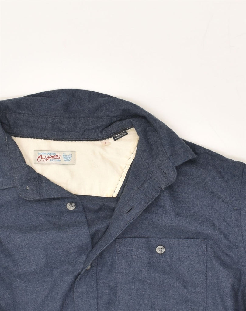 JACK & JONES Mens Shirt Large Navy Blue Cotton | Vintage Jack & Jones | Thrift | Second-Hand Jack & Jones | Used Clothing | Messina Hembry 