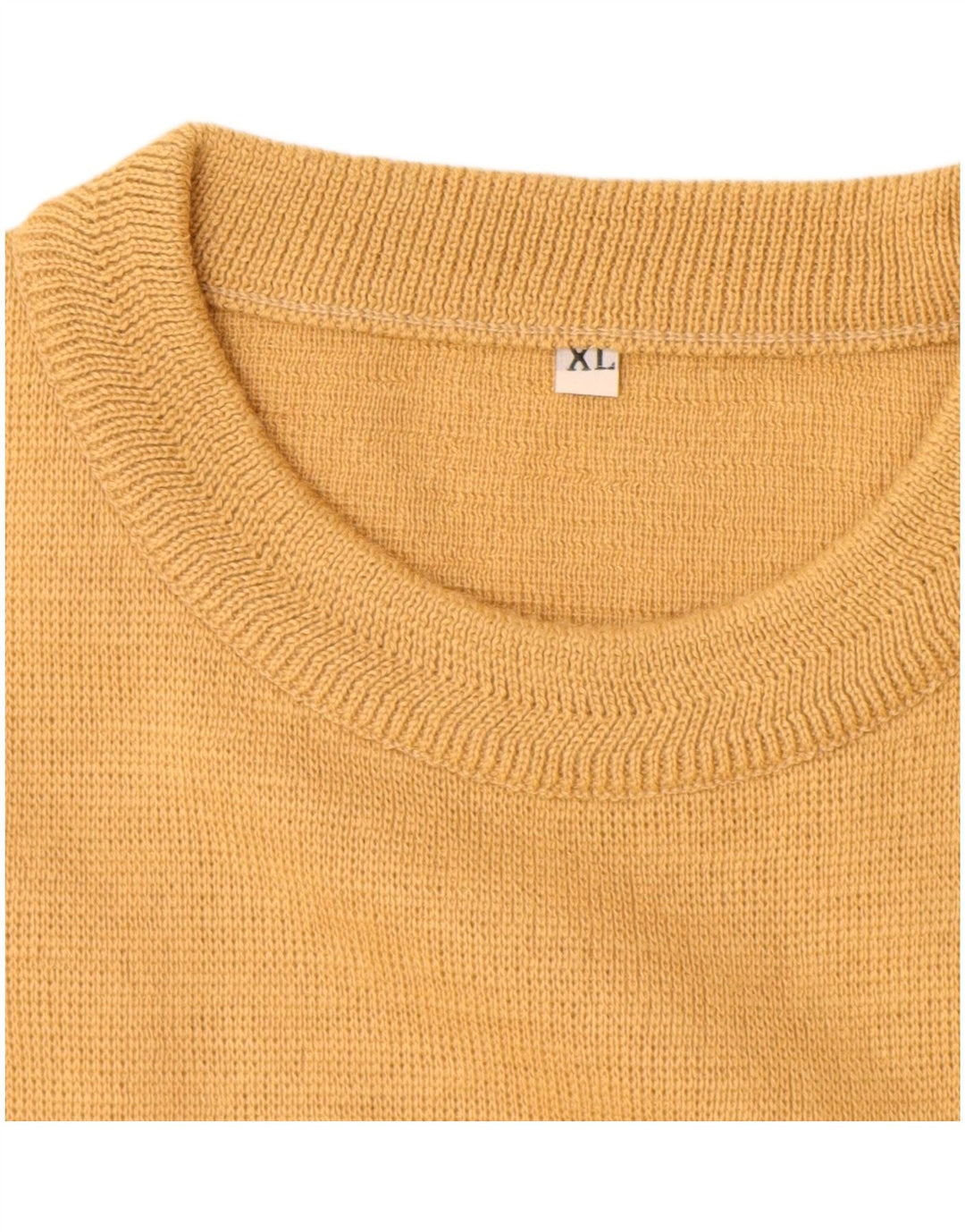 Vintage Mens Crew Neck Jumper Sweater XL Yellow Wool