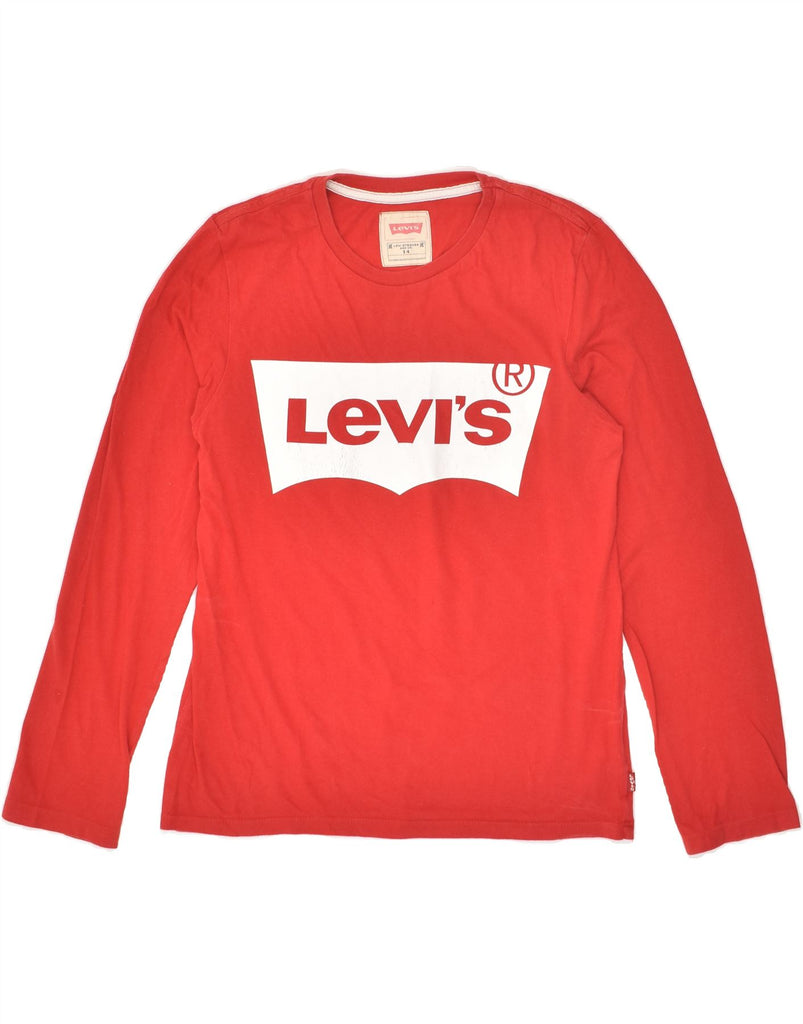 LEVI'S Boys Graphic Top Long Sleeve 13-14 Years Red Cotton | Vintage Levi's | Thrift | Second-Hand Levi's | Used Clothing | Messina Hembry 