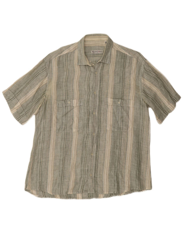 Roberto Guiducci Mens Short Sleeve Shirt Size 42 16 1/2 Large Grey Striped