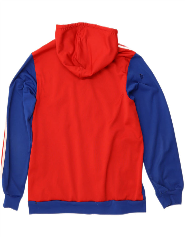 ADIDAS Mens Graphic Zip Hoodie Sweater Large Blue Colourblock Polyester
