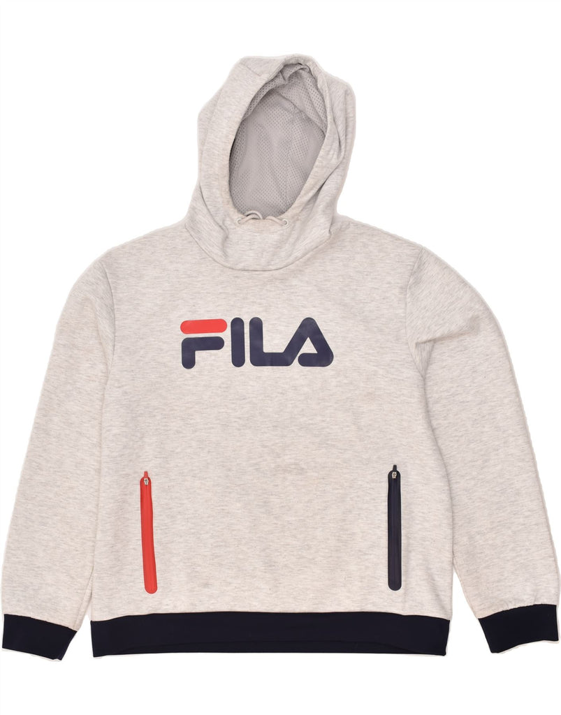 FILA Mens Graphic Hoodie Jumper XL Grey Flecked Cotton | Vintage Fila | Thrift | Second-Hand Fila | Used Clothing | Messina Hembry 