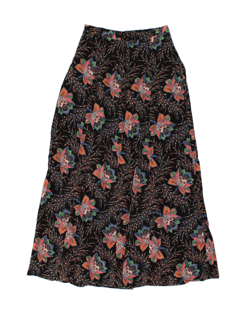 VINTAGE Womens Maxi Skirt EU 40 Medium W28 Black Floral Vintage Vintage and Second-Hand Vintage from Messina Hembry 