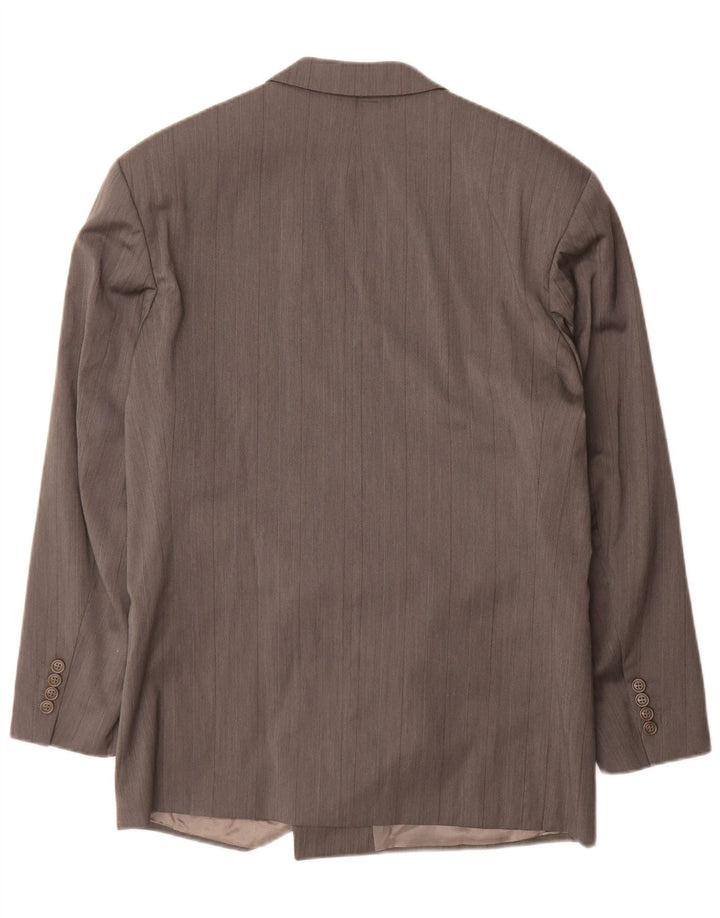 Hugo Boss Mens Double Breasted Blazer Jacket IT 50 Large Grey Striped Wool