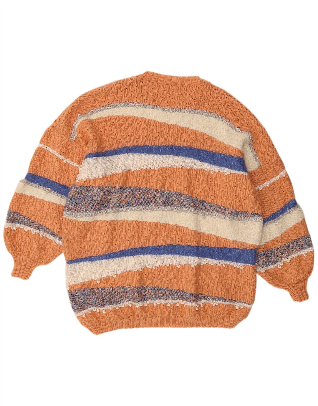 VINTAGE Womens Crew Neck Jumper Sweater UK 18 XL Orange Striped