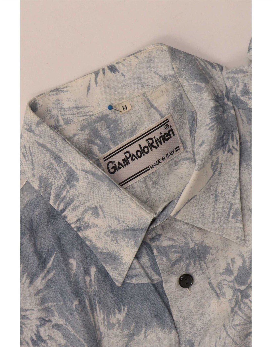 Vintage Mens Short Sleeve Shirt Medium Blue Tie Dye
