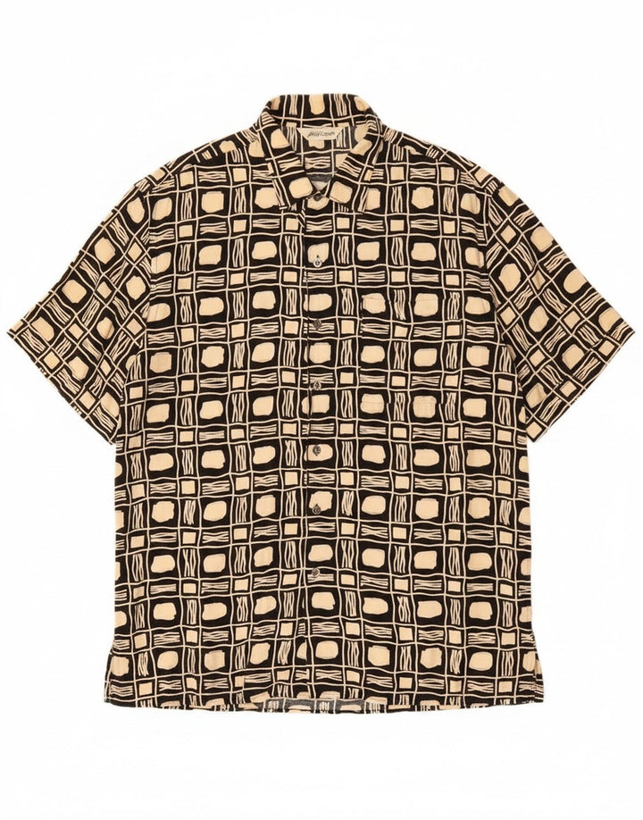 Vintage Mens Short Sleeve Shirt Large Black Geometric