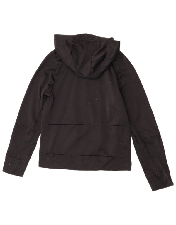 Nike Girls Graphic Zip Hoodie Sweater 12-13 Years Large Black Sports