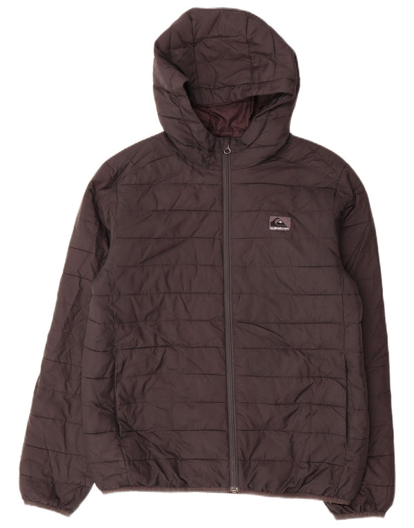 QUIKSILVER Boys Hooded Padded Jacket 13-14 Years Large  Black