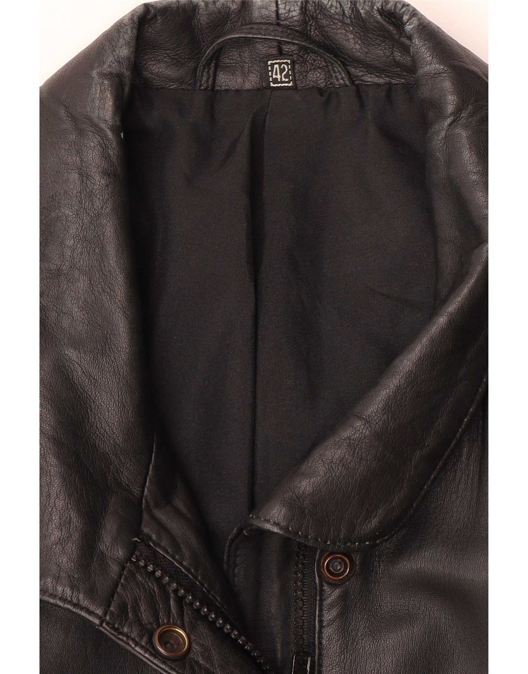 Vintage Womens Oversized Leather Jacket IT 42 Medium Black Geometric
