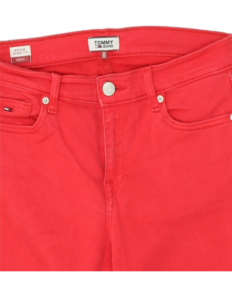 TOMMY HILFIGER Womens Nora Mid Rise Skinny Jeans W29 L27 Red Cotton | Vintage Tommy Hilfiger | Thrift | Second-Hand Tommy Hilfiger | Used Clothing | Messina Hembry 