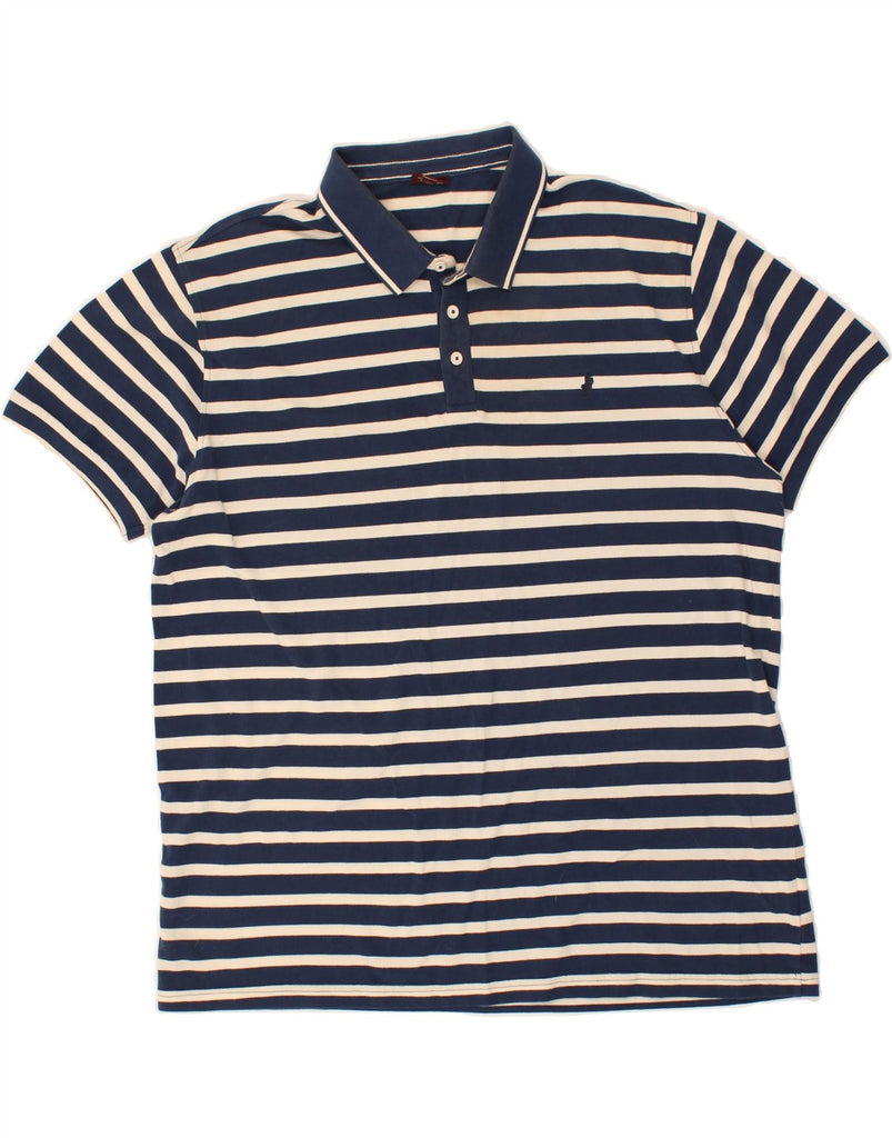 MARLBORO CLASSICS Mens Polo Shirt 2XL Navy Blue Striped Cotton Nautical | Vintage Marlboro Classics | Thrift | Second-Hand Marlboro Classics | Used Clothing | Messina Hembry 