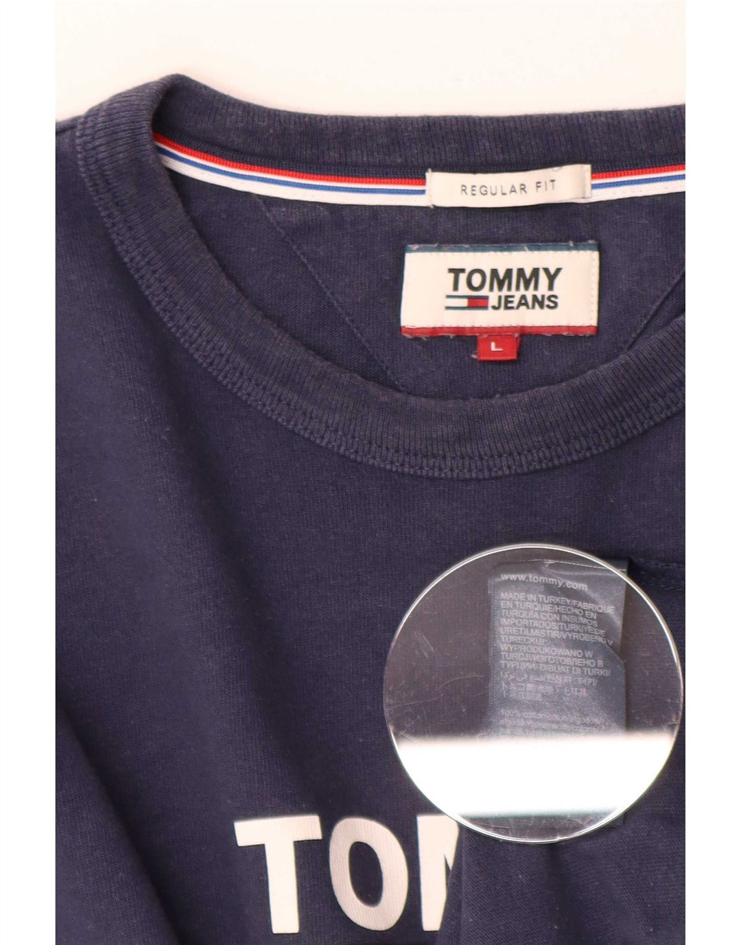 Tommy Hilfiger Mens Regular Fit Graphic Top Long Sleeve Large Navy Blue