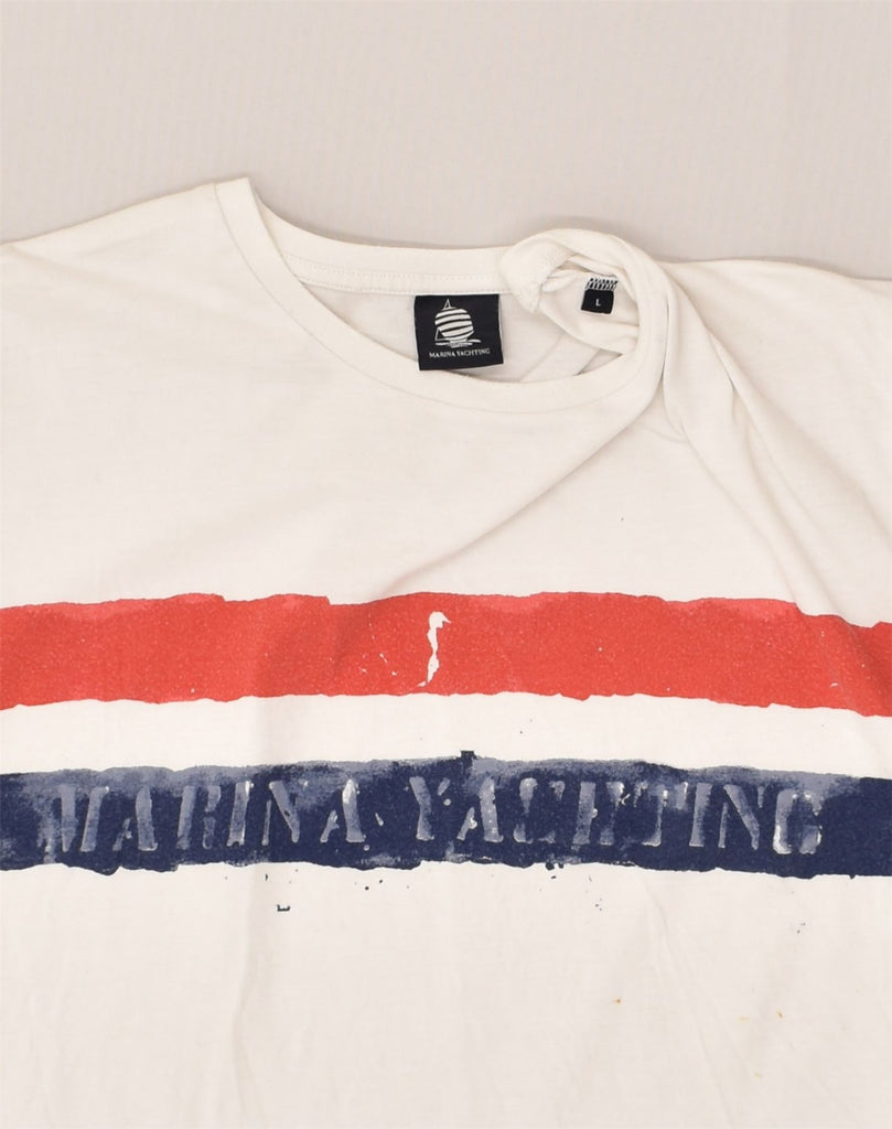 MARINA YACHTING Womens T-Shirt Top UK 16 Large White | Vintage Marina Yachting | Thrift | Second-Hand Marina Yachting | Used Clothing | Messina Hembry 