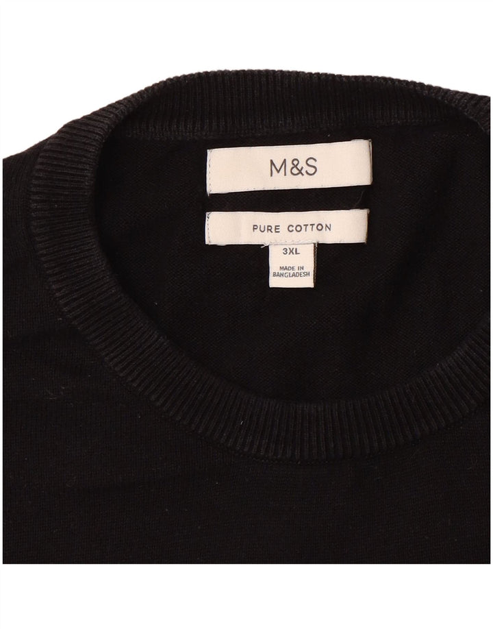 Marks & Spencer Mens Crew Neck Jumper Sweater 3XL Black Cotton