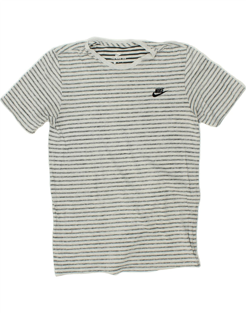 NIKE Mens T-Shirt Top Medium Grey Striped Cotton Vintage Nike and Second-Hand Nike from Messina Hembry 