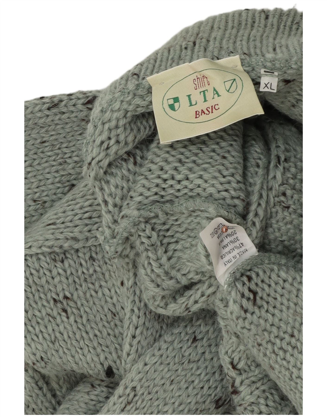 Vintage Mens Roll Neck Jumper Sweater XL Green Flecked Acrylic