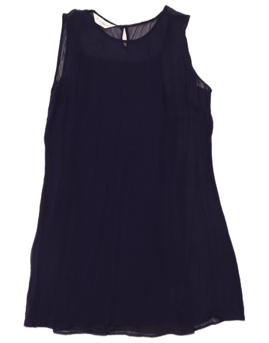 Topshop Womens Sleeveless Shift Dress UK 12 Medium Navy Blue Viscose