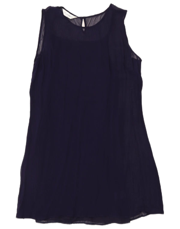 Topshop Womens Sleeveless Shift Dress UK 12 Medium Navy Blue Viscose