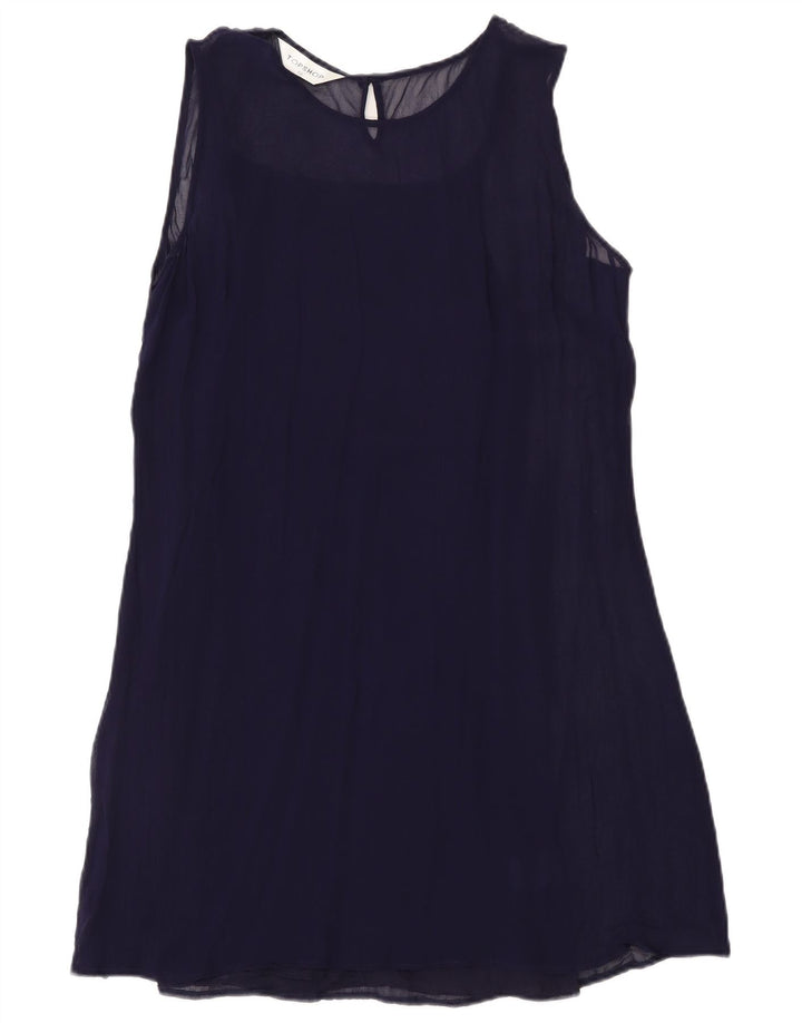 Topshop Womens Sleeveless Shift Dress UK 12 Medium Navy Blue Viscose
