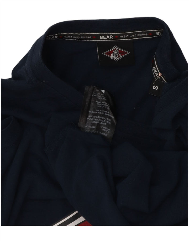 Bear Mens Graphic T-Shirt Top Small Navy Blue Cotton